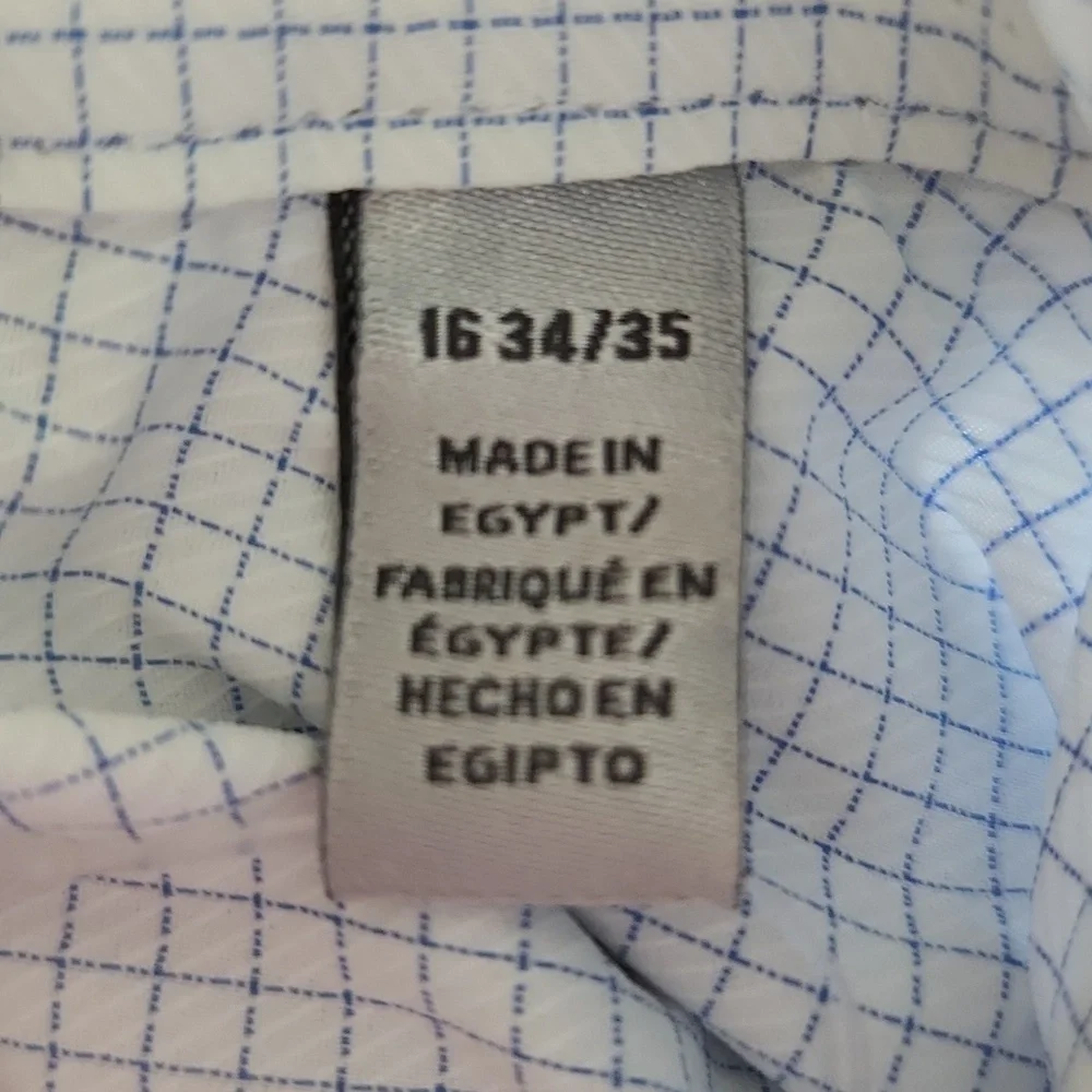 PERRY ELLIS Portfolio Tech Dress Shirt Slim Sz 16 34/35 Light Blue Checkered NWT - Picture 8 of 9
